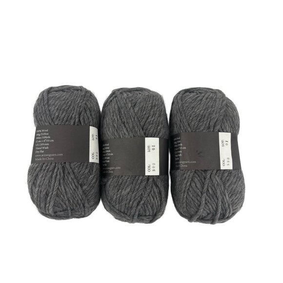 Aoyang Wool Yarn Roving 3 100g skeins (total 327 yards) Charcoal Gray New - Picture 2 of 2